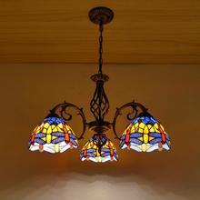 蒂凡尼风格吊灯客厅灯美式蒂凡尼灯田园创意LED灯具卧室铁艺灯饰