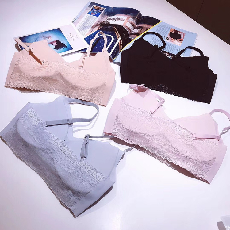 Japanese ice silk second generation cooling underwear suit seamless women's underwear wireless bra peace of mind sports underwear beauty back