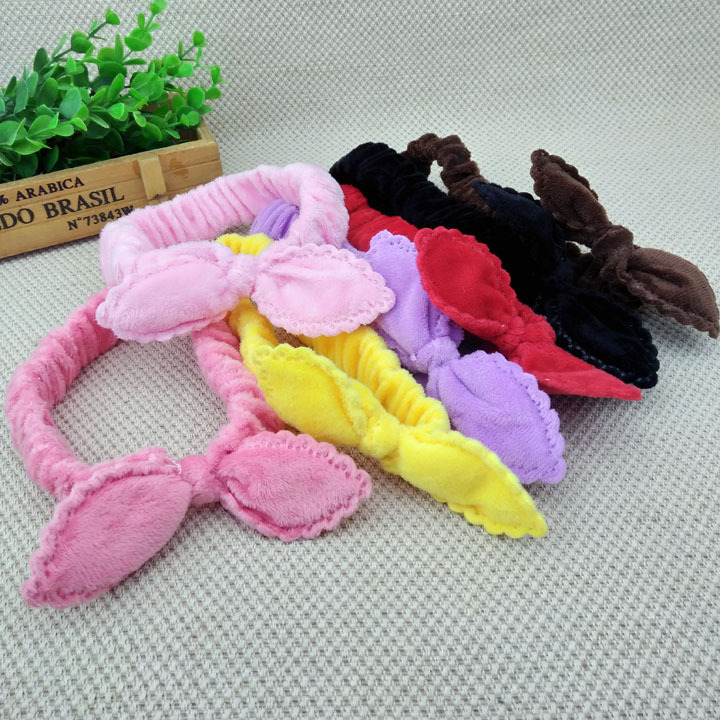 A3626 Orejas de conejo de color sólido de terciopelo banda para el cabello diadema accesorios para el cabello cuerda para el cabello tocado Yiwu 2 yuanes Tienda Al Por Mayor