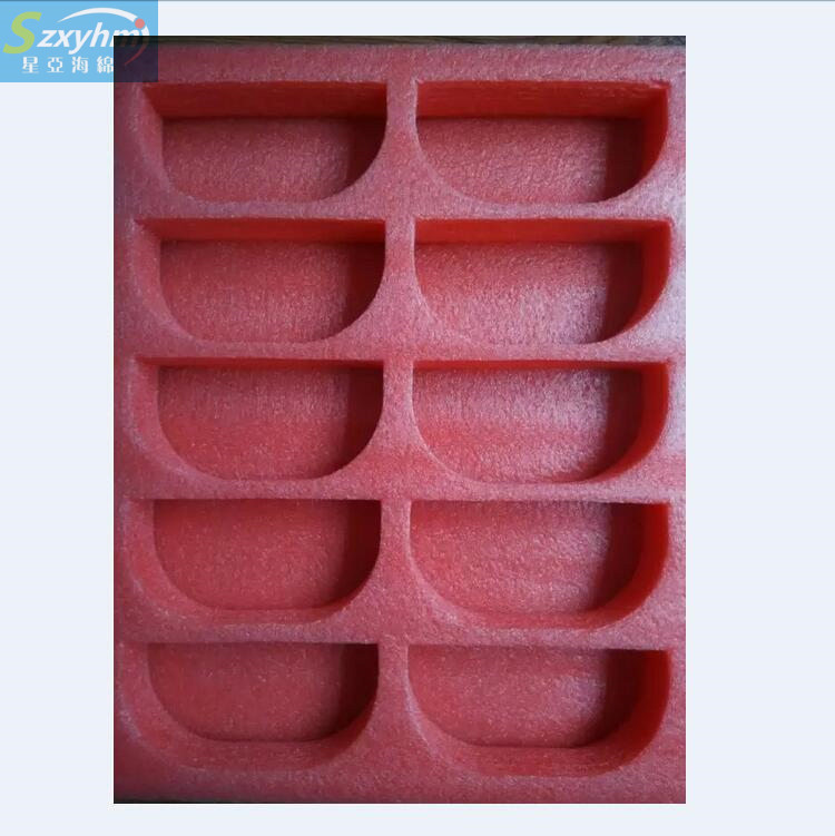 红色植绒 手机配件泡棉包装内托 铝箱内衬海绵专业切割镂空加工