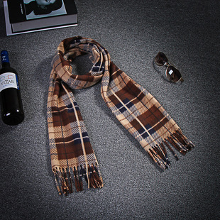 Amazon Foreign Trade Warm Plus Velvet Special Price Men's and Children's Black and White Plaid Scarf Wholesale Gift Men's Scarf