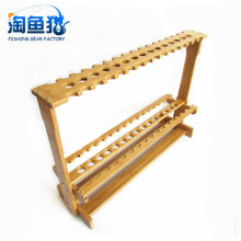 鱼竿展示架收纳架竹木架抄网杆收纳架竹制鱼杆架抄网架子