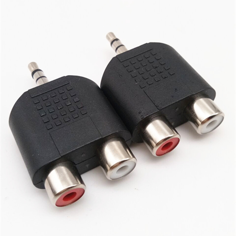 ニッケルメッキ3.5公転紅白2rcaメスオーディオアダプタパソコンテレビ一分二3.5プラグ蓮母座