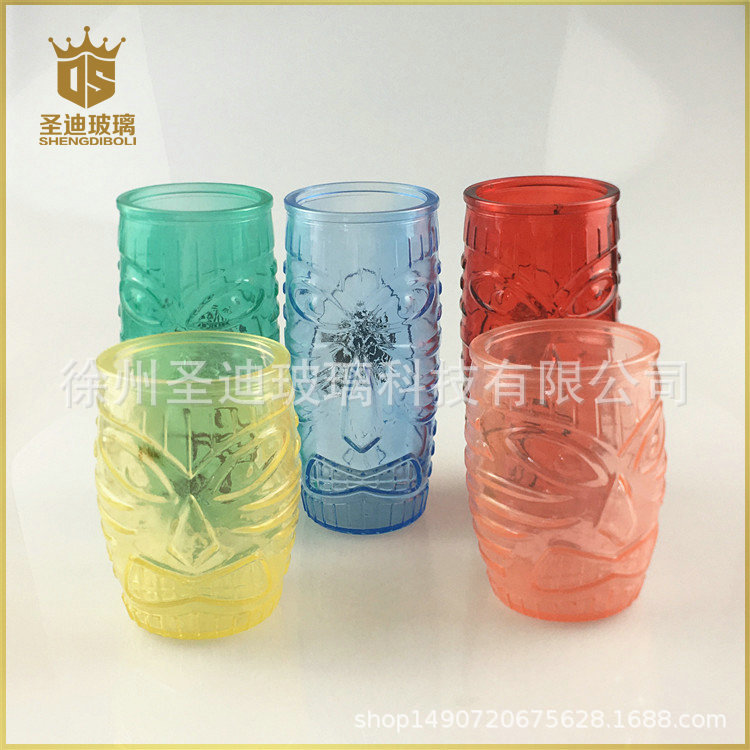 鬼脸玻璃瓶 脸谱花瓶 灌蜡玻璃杯500ml 600ml