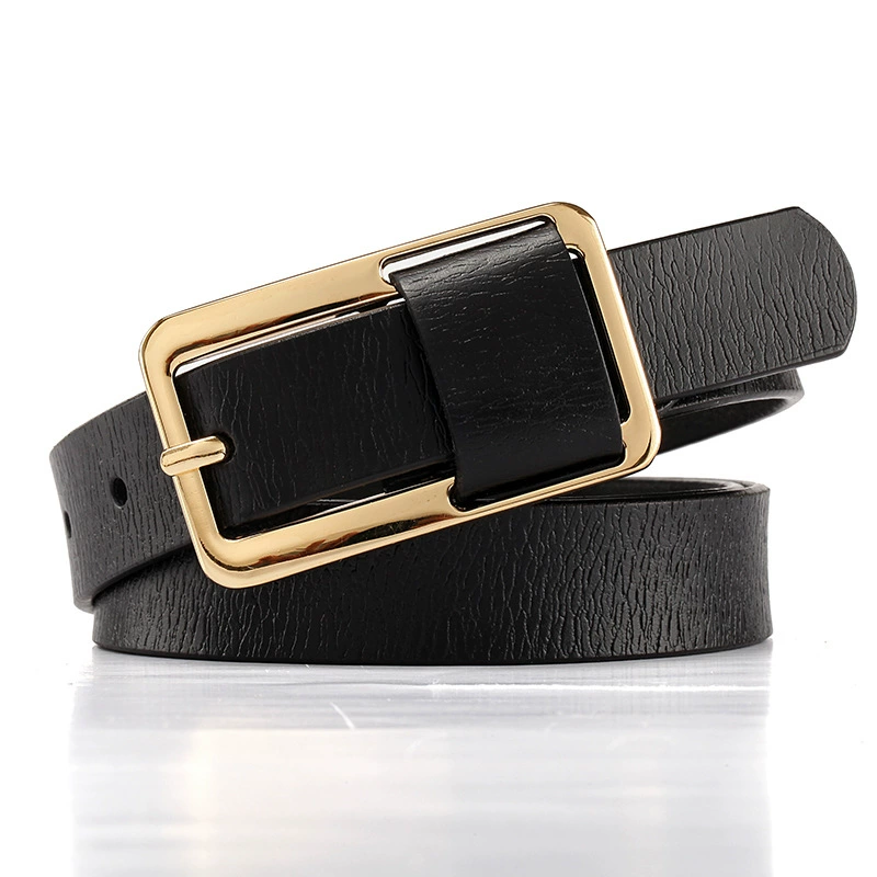 Leather fashionable universal belt, green trousers, genuine leather, Korean style, simple and elegant design