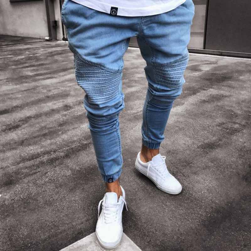 Mens Stretchy Ripped Biker Jeans - Image 2