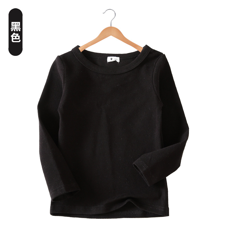 Camiseta de Manga Larga Estilo Coreano Otoño/Invierno 2025 para Niñas, Color Caramelo, Versátil, Básica, Camiseta de Cuello Redondo para Niños, con Textura Cepillada