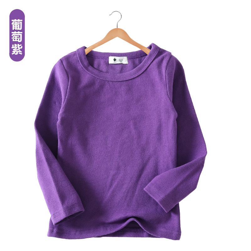 Camiseta de Manga Larga Estilo Coreano Otoño/Invierno 2025 para Niñas, Color Caramelo, Versátil, Básica, Camiseta de Cuello Redondo para Niños, con Textura Cepillada