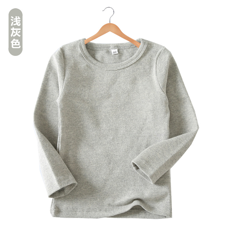 Camiseta de Manga Larga Estilo Coreano Otoño/Invierno 2025 para Niñas, Color Caramelo, Versátil, Básica, Camiseta de Cuello Redondo para Niños, con Textura Cepillada