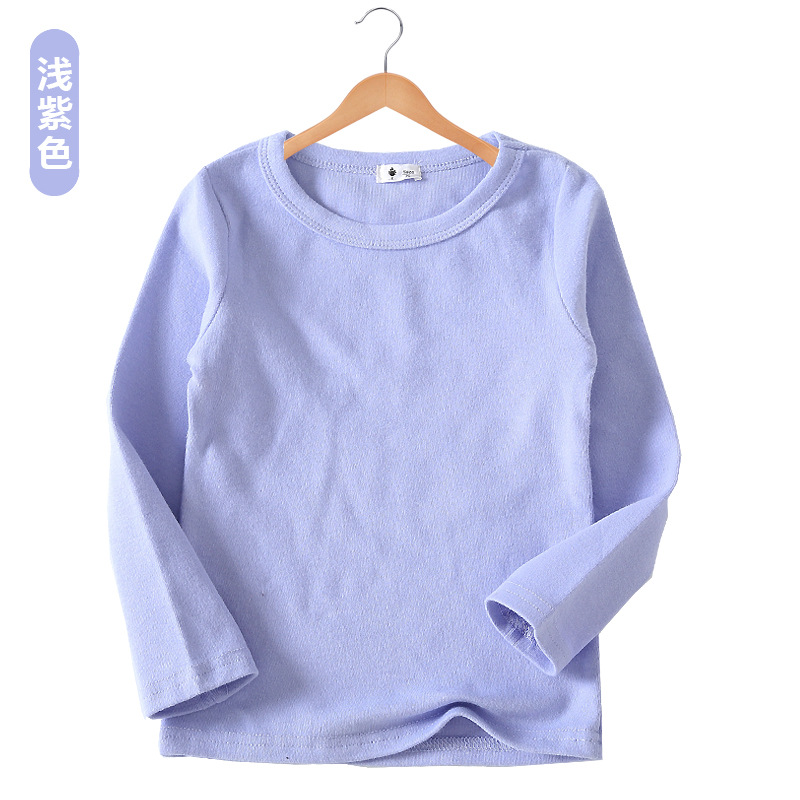 Camiseta de Manga Larga Estilo Coreano Otoño/Invierno 2025 para Niñas, Color Caramelo, Versátil, Básica, Camiseta de Cuello Redondo para Niños, con Textura Cepillada