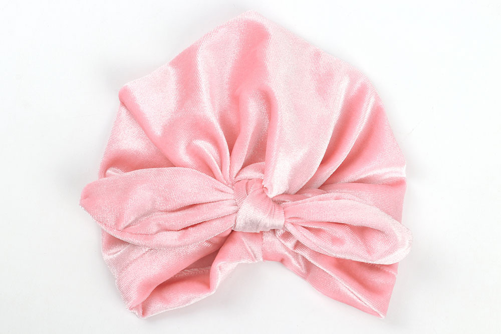 핑크-황금 벨벳 토끼 귀 모자