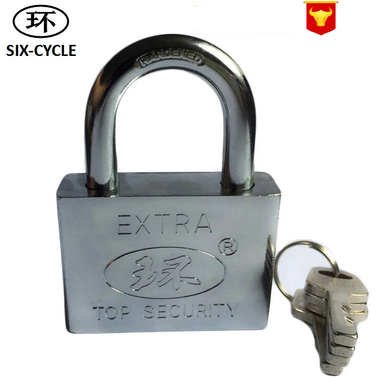 Pujiang ring lock industry 60mm square blade white steel lock chain drawer door lock Head anti-theft iron padlock wholesale Pujiang ring lock industry 60mm square blade white steel lock chain drawer door lock Head anti-theft iron padlock wholesale