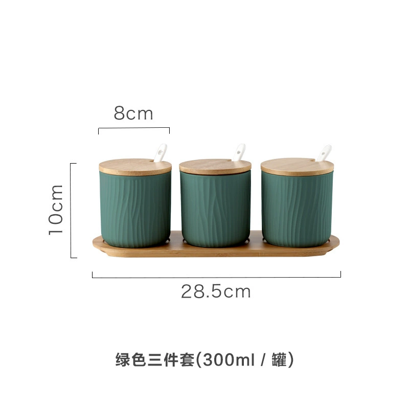 Nordic-inspired ceramic seasoning jar by Xingmi Ceramics — 15cm cube, 0.4kg, white/gray/green