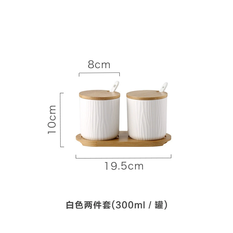 Nordic-inspired ceramic seasoning jar by Xingmi Ceramics — 15cm cube, 0.4kg, white/gray/green