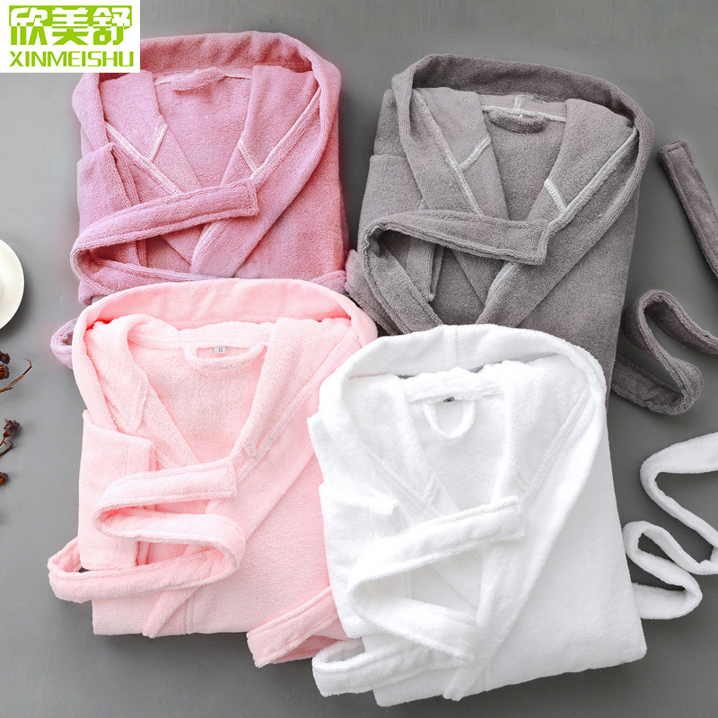 Hotel Bathrobe Men's and Women's Autumn and Winter Pure Cotton Towel Material Hooded Nightgown Extra Long Thick Absorbent Swimming Bathrobe Hotel Bathrobe Men's and Women's Autumn and Winter Pure Cotton Towel Material Hooded Nightgown Extra Long Thick Absorbent Swimming Bathrobe