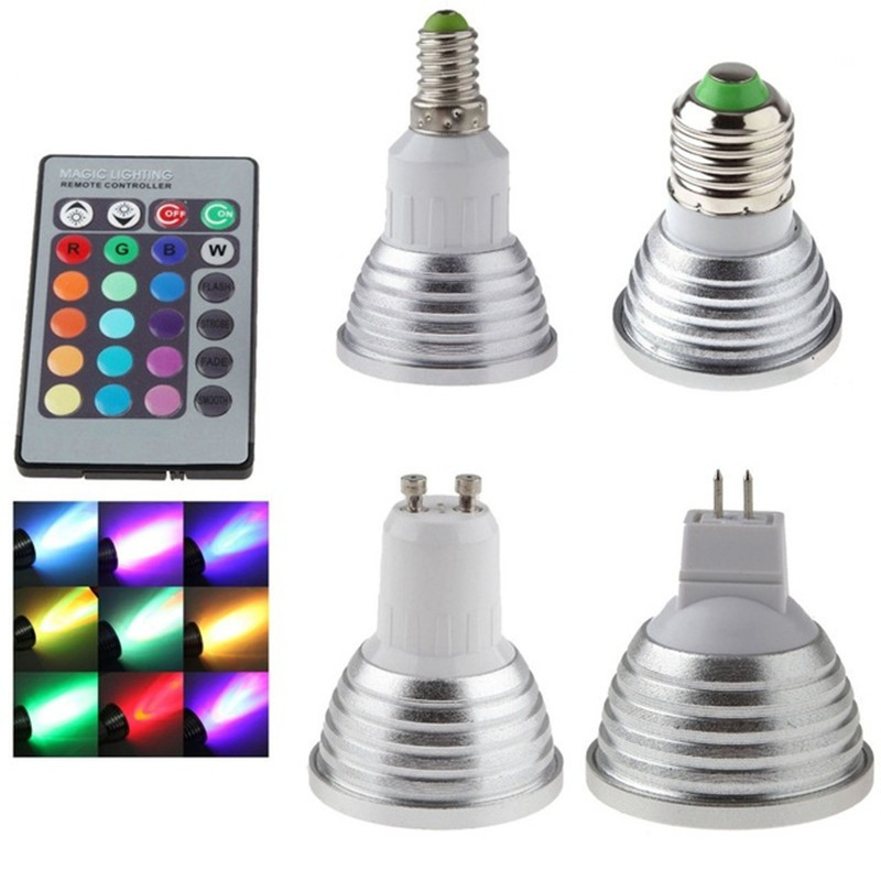 E27/E14/GU10/MR16 led permanent synchronous colorful infrared remote control RGB lamp Cup led holiday spotlight