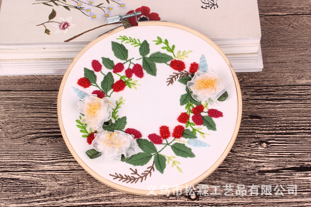 Fábrica directa hecha a mano DIY tela principiante europeo bordado flores y plantas material paquete kit traje estudiante