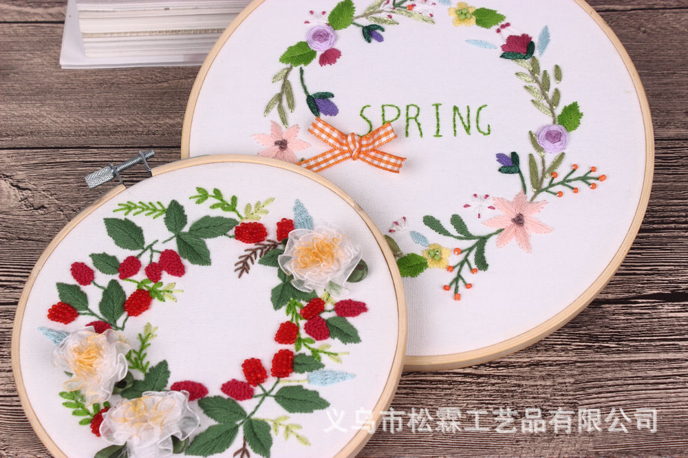 Fábrica directa hecha a mano DIY tela principiante europeo bordado flores y plantas material paquete kit traje estudiante