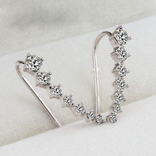 Korean Fashion Row of 7 Diamond Stars Sparkling Diamond Earrings Bohemian Cross-border Earrings Xiaoxiang Double C Earrings