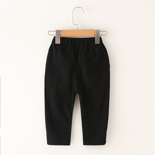 Ethnic Style Boys Autumn Outfit New Children Pants Kids Long Pants Ankle Pants with Drawstring Pants Matching Tang Suit Pants