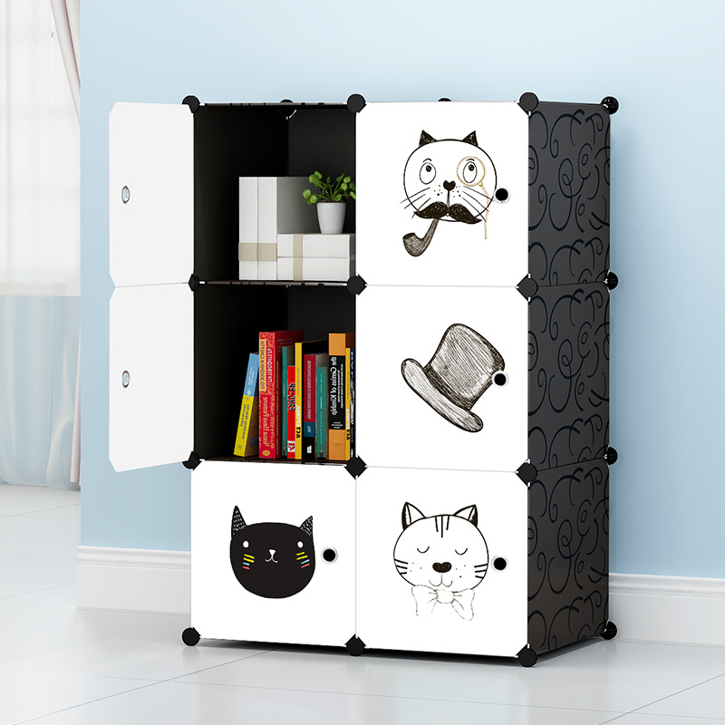 Simple assembly combination public storage daily household storage dustproof cartoon casual children simple storage cabinet