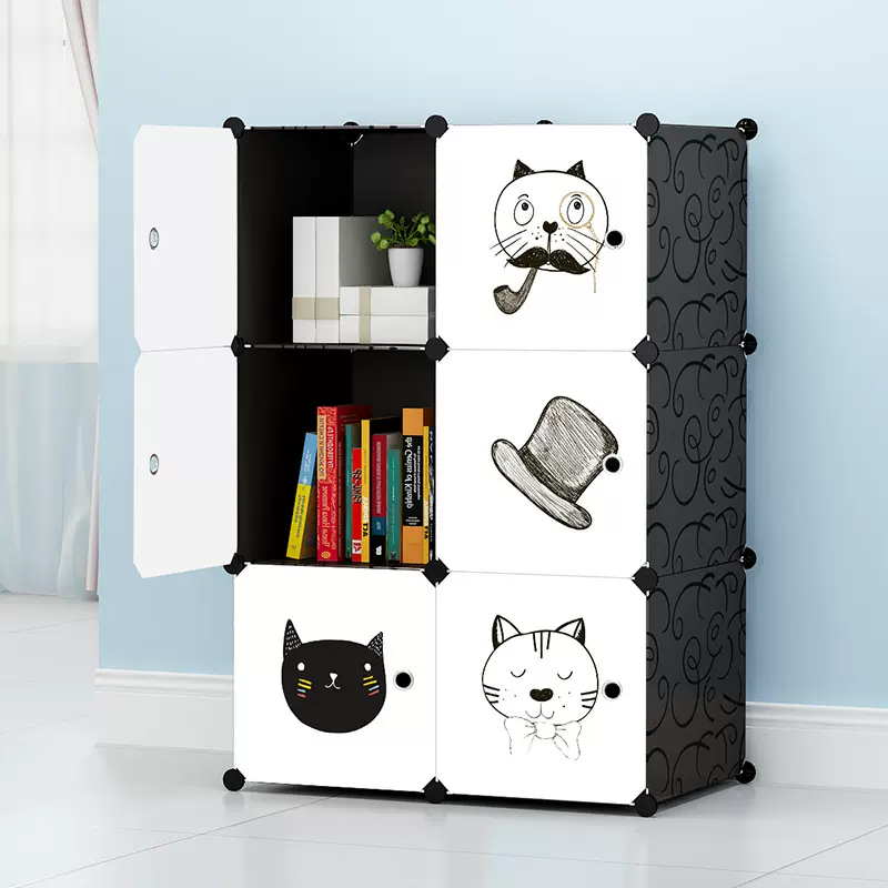 简易组合组装公用收纳 日用家居收纳防尘卡通休闲儿童简易收纳柜