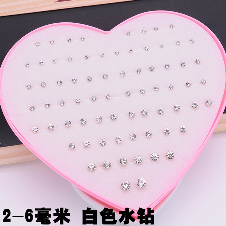 120 conjuntos de aretes de amor, aretes de resina de diamantes de temperamento femenino, joyas de plástico, joyería de Yiwu al por mayor