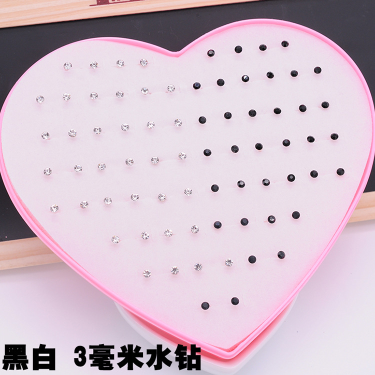 120 conjuntos de aretes de amor, aretes de resina de diamantes de temperamento femenino, joyas de plástico, joyería de Yiwu al por mayor