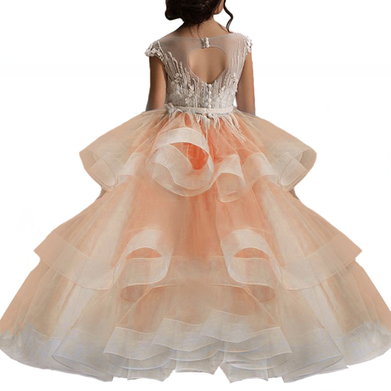 Aibao transfronteriza de comercio exterior sin mangas anfitrión rendimiento de cumpleaños vestido de niña de las flores nuevos niños princesa vestido esponjoso