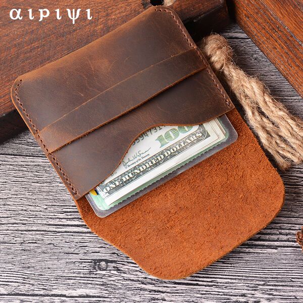 Simple Crazy Horse leather creative retro casual cowhide card holder a generation of leather wallet storage wholesale
