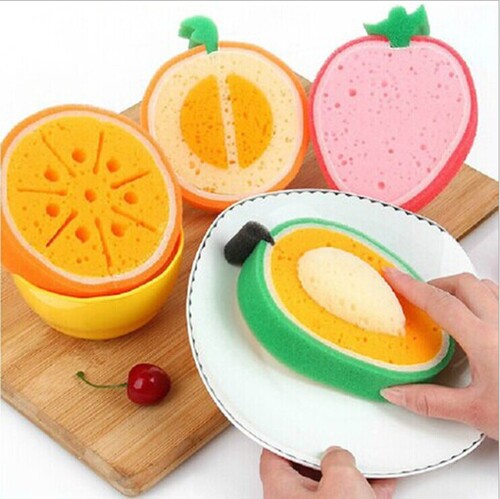 Kitchen Supplies Fruit Style Thickened Sponge Wipe Multifunctional Powerful Decontamination Cleaning Dishwashing Sponge
