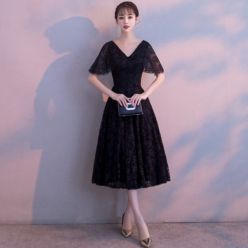 Vestido de Noche para Mujer, Estilo 2025, Elegante y Digno, Negro, Midi, Entallado, Moderno, para Fiesta