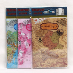 World Map Passport Holder PVC Flat Print Passport Cover Overseas Travel Supplies Document Protective Leather