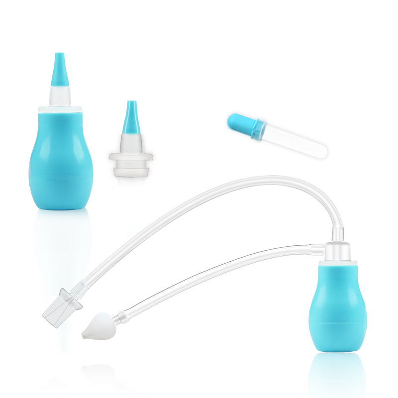 Aspirador nasal de succión oral para bebés, limpiador de mocos para bebés, aspirador nasal de silicona antirreflujo, juego de alimentador de medicamentos