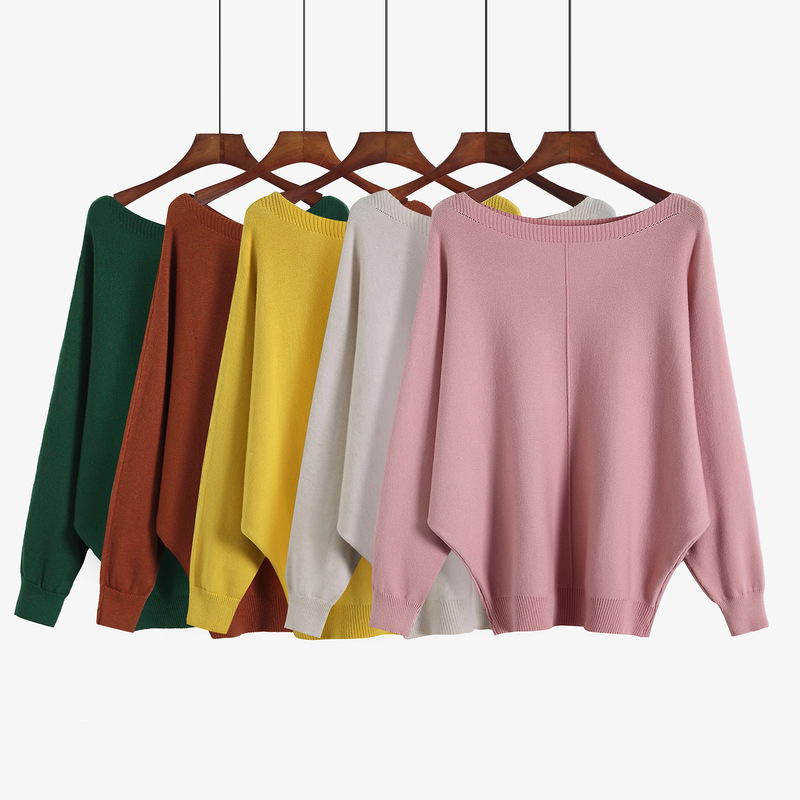 Amazon Explosions 2022 Women's New Sweater Knitwear Off-line Collar Bat Sleeve Loose Korean Top Large Size Amazon Explosions 2022 Women's New Sweater Knitwear Off-line Collar Bat Sleeve Loose Korean Top Large Size