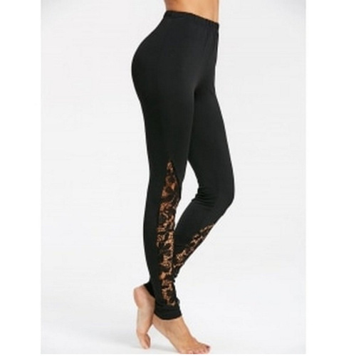 Wish Lace-Panelled Sexy Slim-Fit Sports Casual Yoga Base Cropped Sweatpants A5065