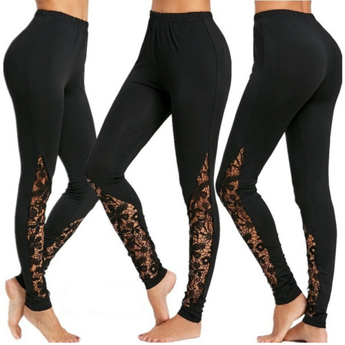 Wish Lace-Panelled Sexy Slim-Fit Sports Casual Yoga Base Cropped Sweatpants A5065