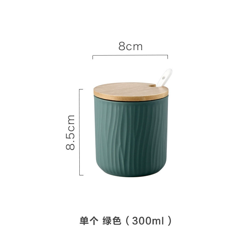 Nordic-inspired ceramic seasoning jar by Xingmi Ceramics — 15cm cube, 0.4kg, white/gray/green