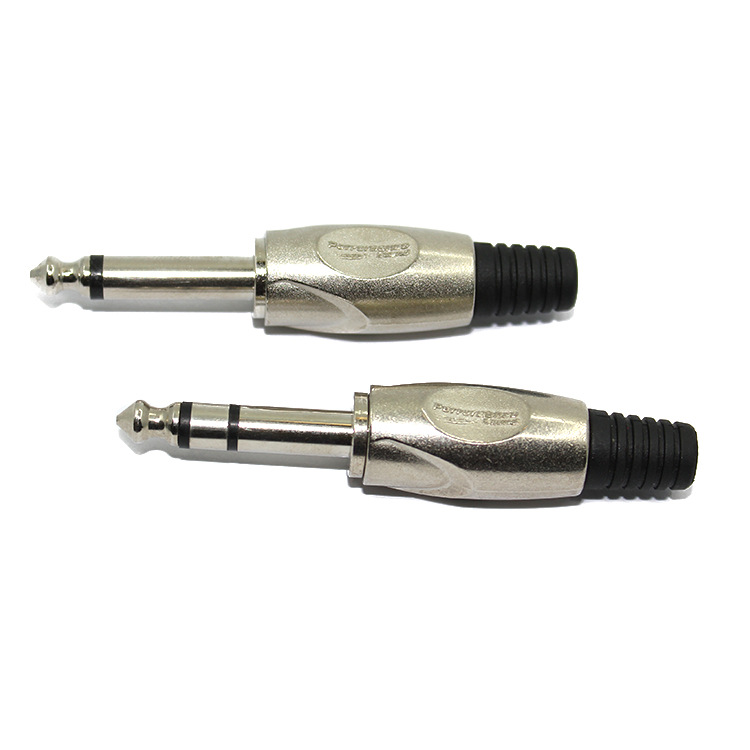 【瑞士插头】供应高品质6.35单声金头全金属音频耳机线ROHS认证