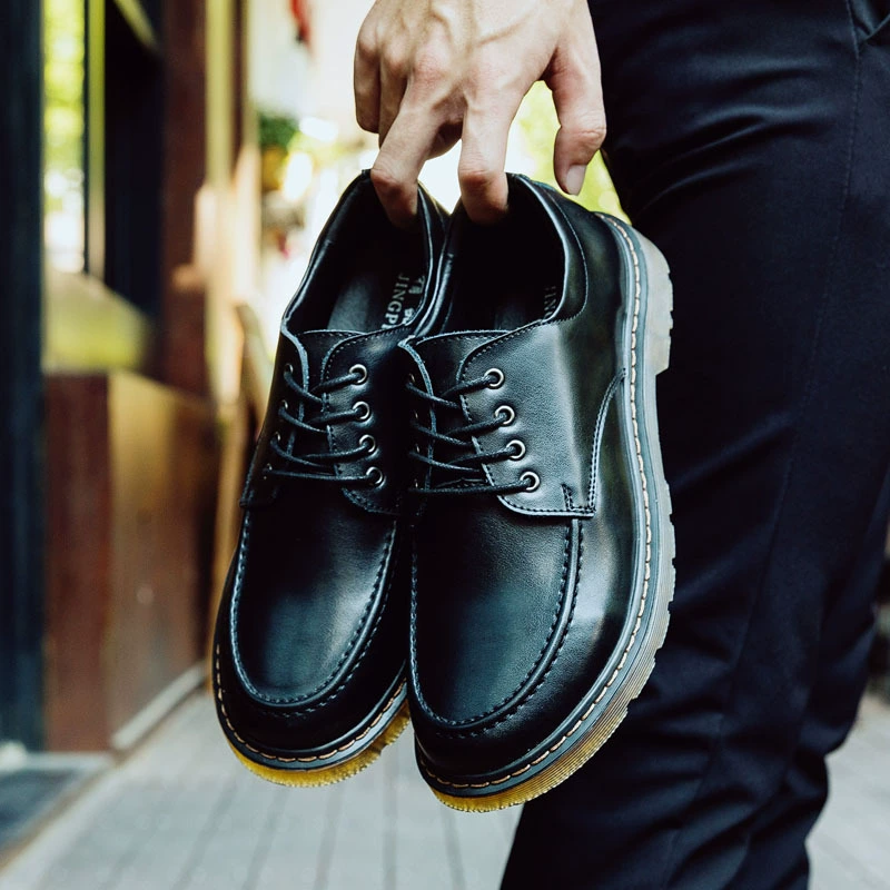 Мужские туфли Mhuisen с большой головой, кожаные туфли с круглой головой, повседневные кожаные туфли ретро-коричневые мужские туфли