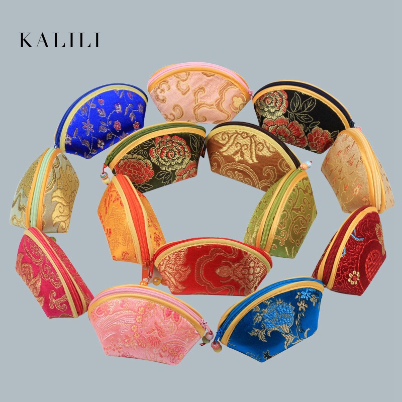 饺子包零钱包锦囊包彩色拉链式元宝零钱包三角形饰品袋民族风包