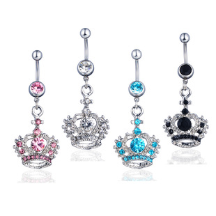 Cross-border new puncture jewelry belly dance jewelry Europe and the United States diamond crown belly button ring belly button nail manufacturers wholesale