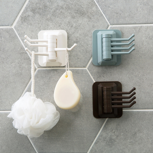 Xinzhongfa rotating hook strong adhesive towel hanger bathroom wall storage no need to punch holes traceless adhesive hook