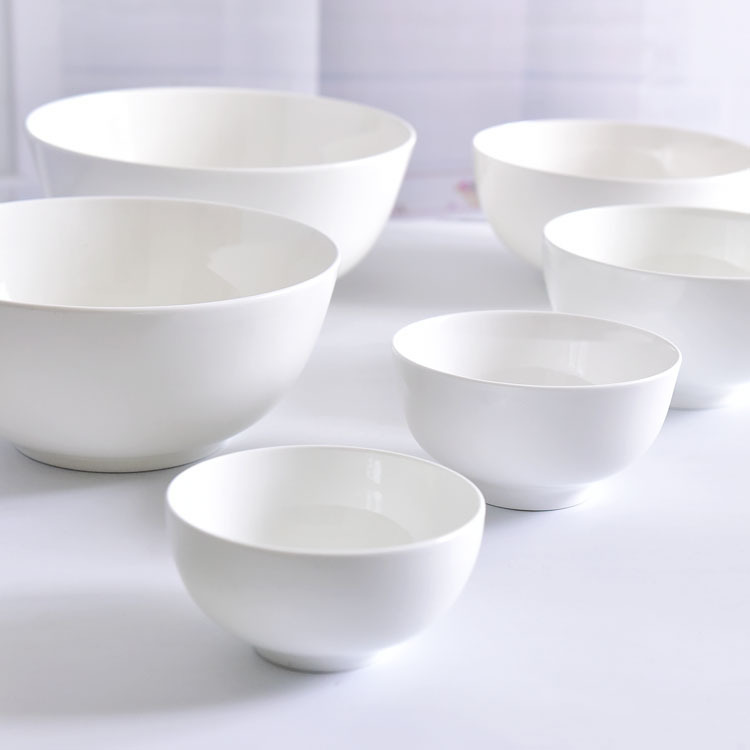 Bone China Pure White Soup Ramen Bowl Hotel Restaurant Business Gift Advertising Household Ceramic Bowl