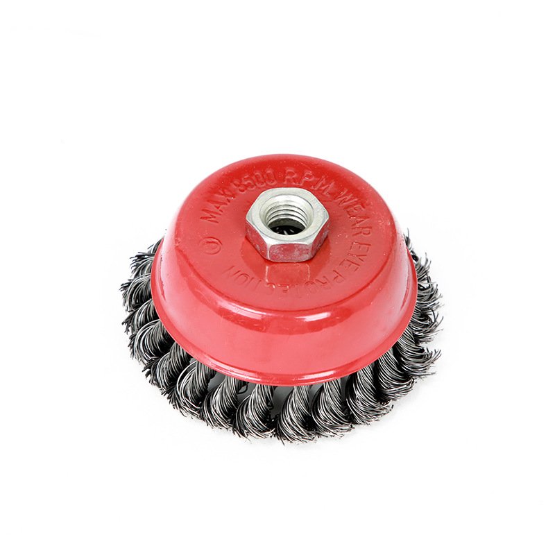 4寸碗型钢丝轮碳钢扭丝角磨机除铁锈钢丝刷除锈轮打磨机除锈神器
