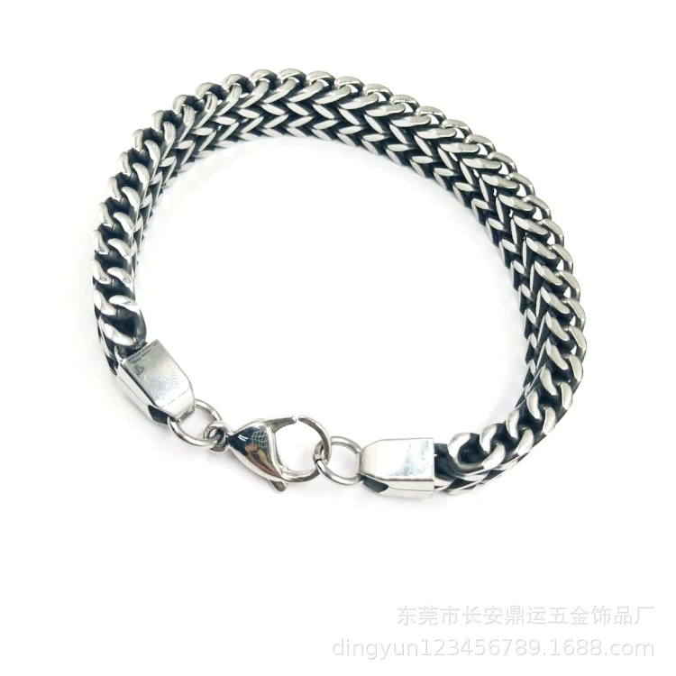 Дингюнь аксессуары Retro браслет из нержавеющей стали Cuban Link – толстая цепь, длина 21 см, 0.1 кг