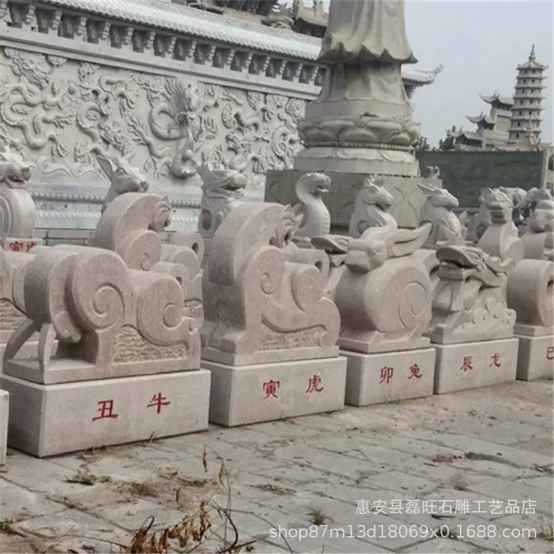 厂家雕刻汉白玉十二生肖石雕广场景点老虎石雕 花岗岩十二生肖