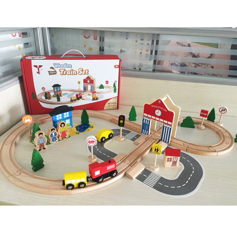 Bloques de construcción educativos de juguetes de trenes para niños de 4 a 6 años, juego de vías de tren para niños y niñas, venta al por mayor transfronteriza.