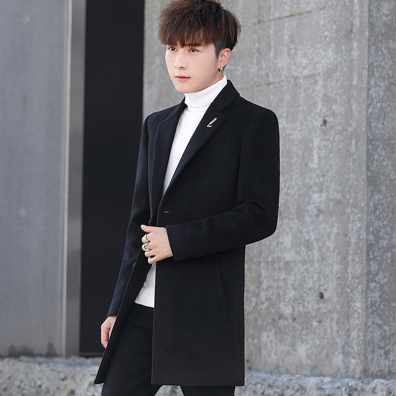 2024 abrigo de lana de los hombres de invierno coreano casual abrigo juvenil de doble cara abrigo de lana de los hombres de una sola pieza de entrega