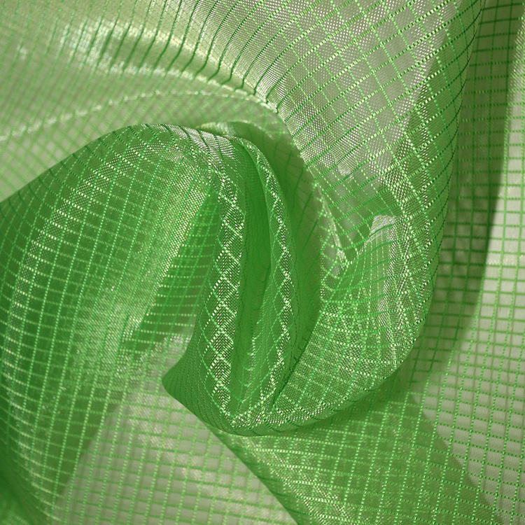 现货户外透气绿色尼龙格子面料直销方格网笔袋化妆袋手提袋网布面